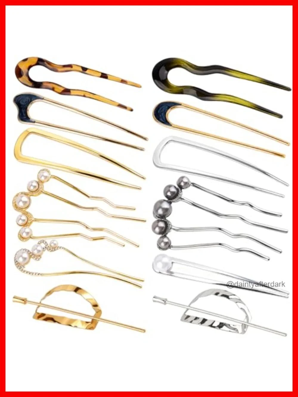12 PCS French Hair Pins Set - U-Shaped Metal Pins for Bun and Updo Styling